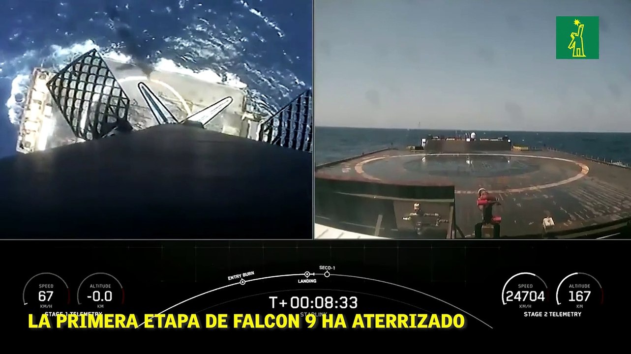 La primera etapa de el cohete Falcon 9 realiza un aterrizaje espectacular en un buque drone.