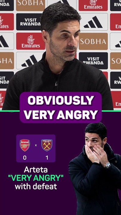 Arteta's not a happy man after losing at west ham