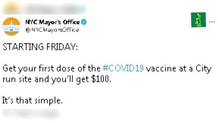 Nueva York pagará 100 dólares a quien se vacune contra la covid-19