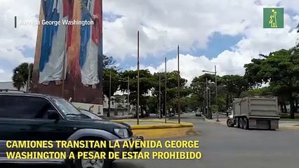Camiones transitan la avenida George Washington a pesar de estar prohibido