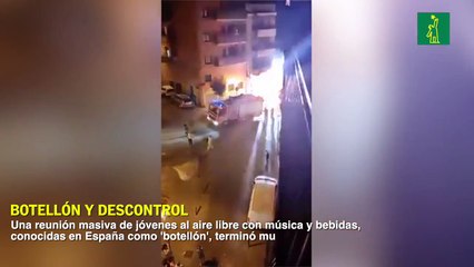 Un botellón causó caos y destrozos en Barcelona