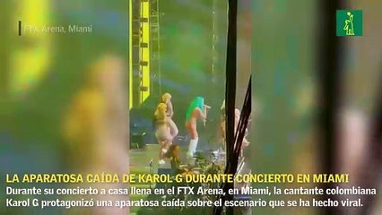 La aparatosa caída de Karol G durante concierto en Miami