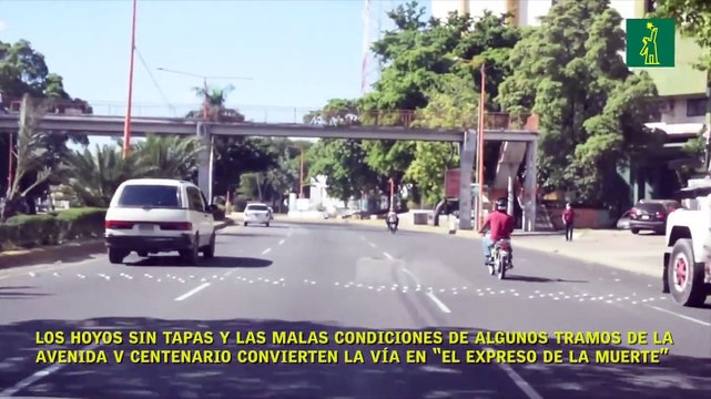 Los hoyos sin tapas y las malas condiciones de algunos tramos de la avenida V Centenario convierten la vía en “el expreso de la muerte”