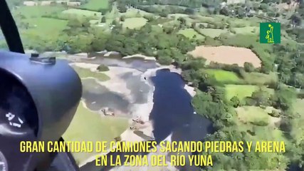 Gran cantidad de camiones sacando piedras y arena en la zona del río Yuna