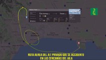 Ruta aérea del jet privado que se accidentó en las cercanías del AILA
