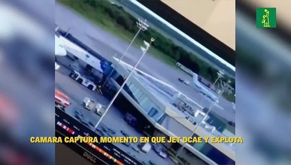 Momento en que jet de Helidosa cae y explota