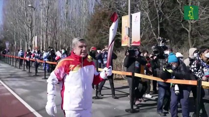 Presidente del COI participa en el relevo de la Antorcha Olímpica