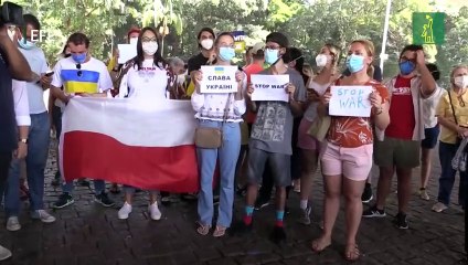 Manifestantes en Brasil piden el fin de los ataques rusos en Ucrania