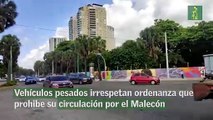 Vehículos pesados irrespetan ordenanza que prohibe su circulación por el Malecón