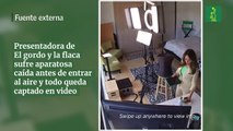 Presentadora de El gordo y la flaca sufre aparatosa caída antes de entrar al aire y todo queda captado en video