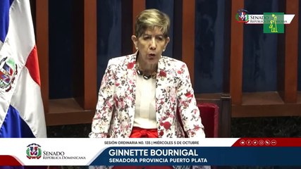 Ginnette Bournigal en la Sesión ordinaria del senado de la República
