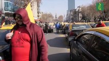 Protesta de taxistas chilenos contra plataformas y los altos precios del combustible