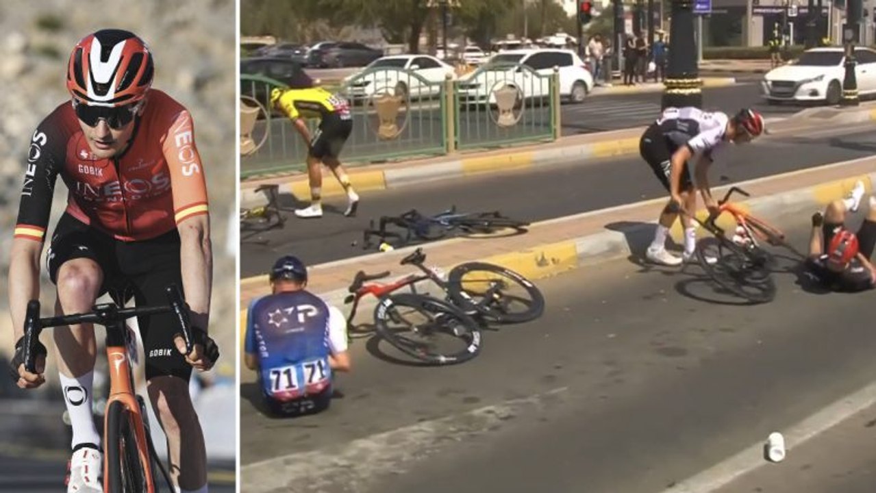 Cyclisme - UAE Tour 2025 - UAE Tour 2025 - Grosse chute au début de la 7e et dernière étape... en attendant le sacre de Tadej Pogacar