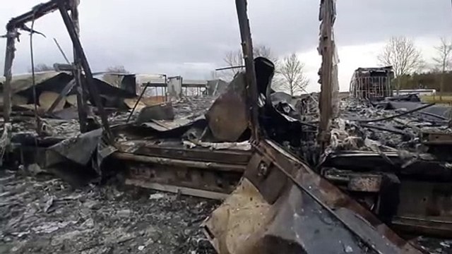 Large fire destroys several lorries at industrial estate