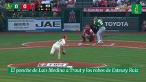 El ponche de Luis Medina a Trout y los robos de Esteury Ruiz