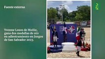 Yvonne Losos de Muñiz gana dos medallas de oro en adiestramiento en Juegos de San Salvador 2023