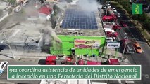 9-1-1 coordina asistencia de unidades de emergencia a incendio en una Ferretería del Distrito Nacional