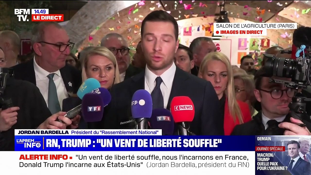 Opposition au Green Deal, Donald Trump et fermeture de C8... La prise de parole de Jordan Bardella au Salon de l'agriculture