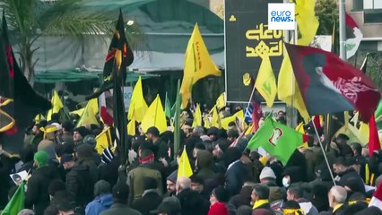 مئات الآلاف في وداع أمين عام حزب الله حسن نصر الله على وقع غارات إسرائيلية على شرق وجنوب لبنان