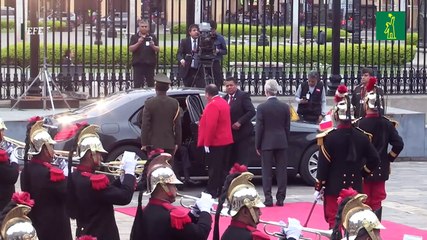 Boluarte recibe a Lasso con los máximos honores en el Palacio de Gobierno de la capital peruana