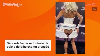 Déborah Secco se fantasia de bolo e detalhe chama atenção