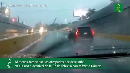 Al menos tres vehículos atrapados por derrumbe en el Paso a desnivel de la 27 de febrero con Máximo Gómez