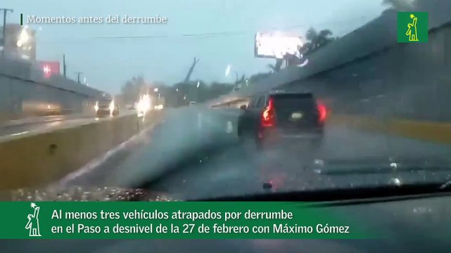 Al menos tres vehículos atrapados por derrumbe en el Paso a desnivel de la 27 de febrero con Máximo Gómez