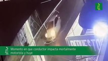 Momento en que conductor impacta mortalmente a motorista y huye