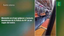 Momento en el que golpean a teniente dominicano de la Policía de NY en un vagón del metro
