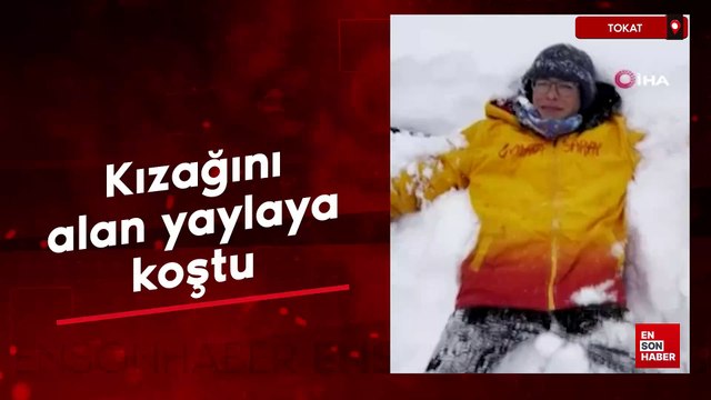 Tokat’ta kızağını alan yaylaya koştu
