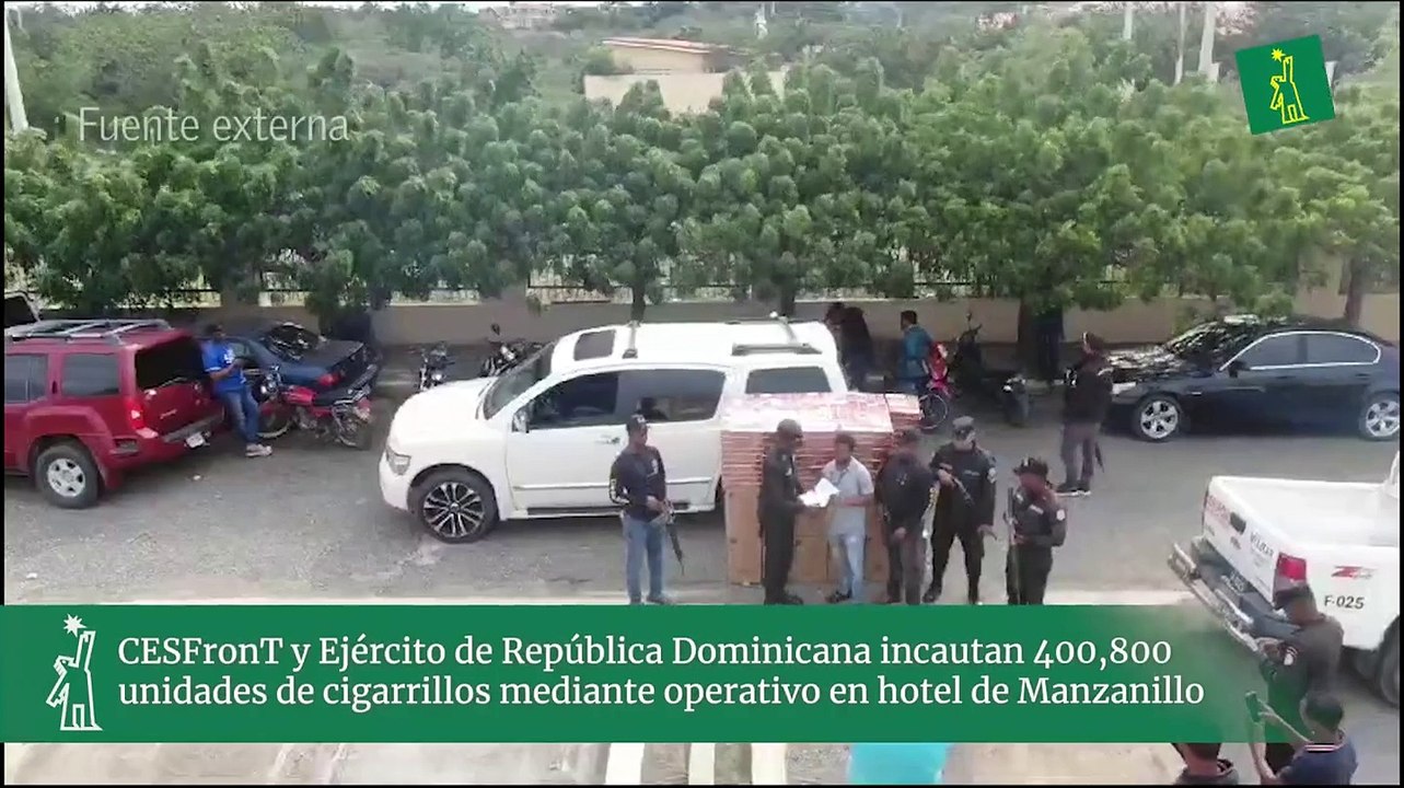 CESFronT y Ejército de República Dominicana incautan 400,800 unidades de cigarrillos mediante operativo en hotel de Manzanillo