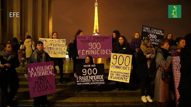 Mujeres alzan el grito en París por las 900 mujeres asesinadas durante el gobierno de Macron