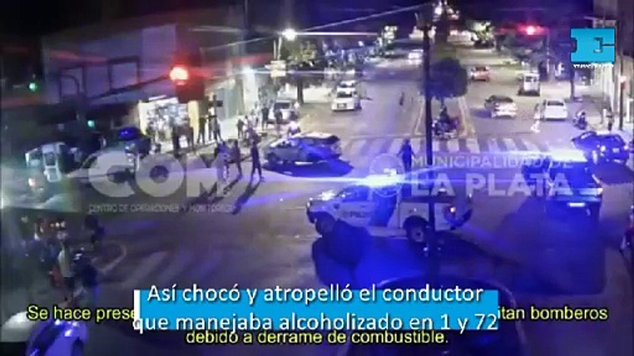 Así chocó y atropelló el conductor que manejaba alcoholizado en 1 y 72