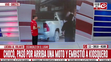 Chocó, pasó por arriba una moto y embistió a kiosquero