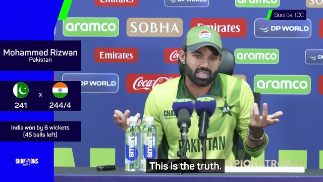 Rizwan admits Pakistan's Champions Trophy hopes are over after India defeat