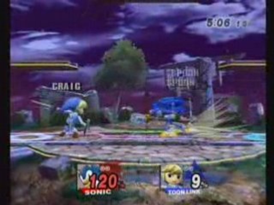 SSBB: Craig (Toon Link) vs Spoon (Sonic)
