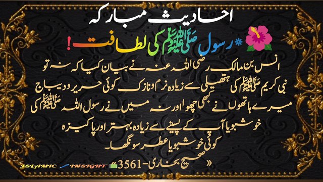 پیارے رسول صلی الله علیہ وآلہ وسلم کی لطافت 💐💐
