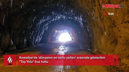 Erzincan'da yapımı 132 yıl süren dünyanın en zor rotası 'Taş yol' buz tuttu