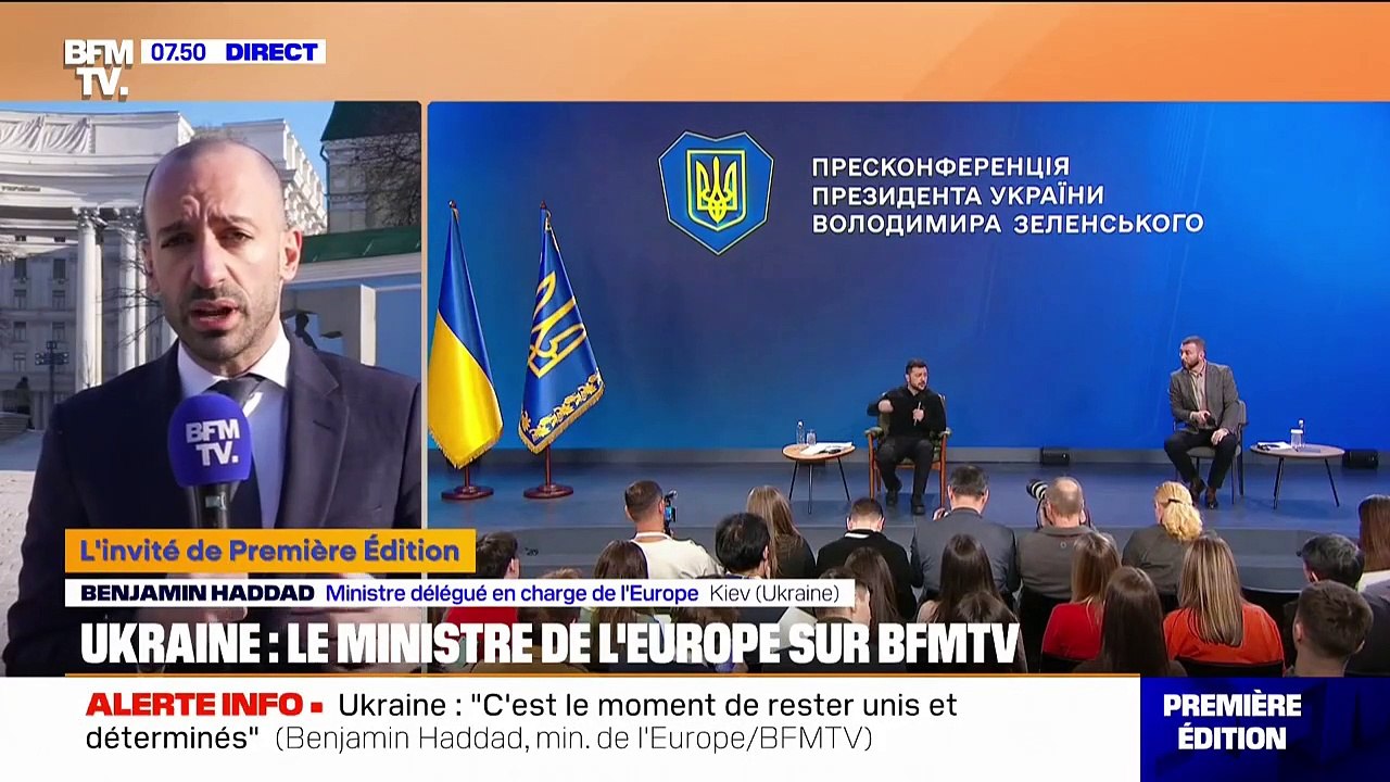 Guerre en Ukraine: "Volodymyr Zelensky incarne la résistance héroïque de son pays", assure Benjamin Haddad (ministre délégué chargé de l'Europe)