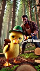 The duckling must escape from the lumberjack 🐥 _DuckRescue _CuteAnimals _AnimalRescue(4K_HD)