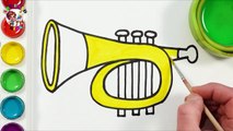 🎺 Colorful Trumpet Drawing & Coloring for Kids 🎨✨