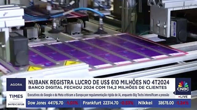 Nubank registra aumento em 2024 e lucros de US$ 610 milhões no 4º trimestre