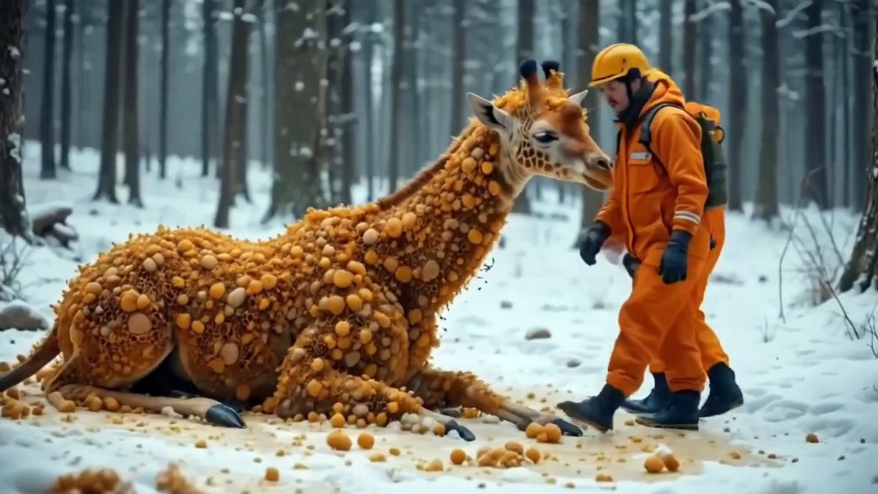 Giraffe infested millions of honey bees Rescue team successfully