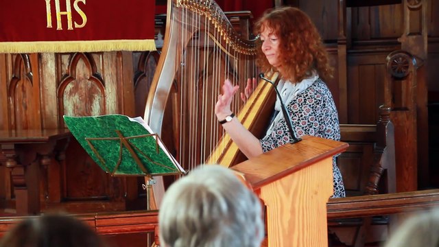 Author Hazel Prior gives a harp performance at Words in Watchet filmed by George Ody.