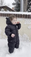 Toddler Gets Shocked by Snowblower Blowing Snow in His Direction
