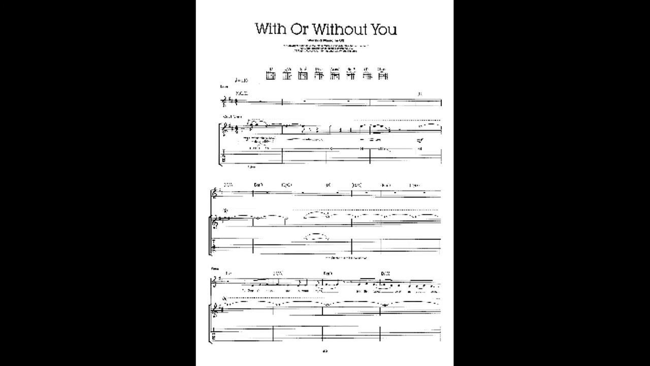 Play Guitar with U2 (1984-1987) - "With Or Without You" audio background play along (sheet music)