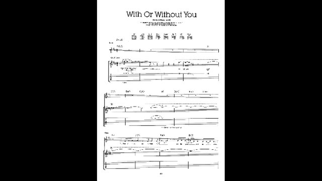 Play Guitar with U2 (1984-1987) - With Or Without You audio background play along (sheet music)