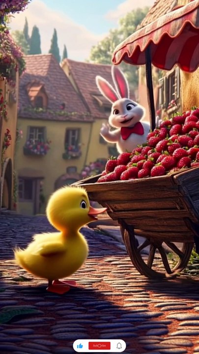 Cute duckling with strawberry | #cuteduck #cuteanimals #ai #viral #dailymotion #trending #foryou