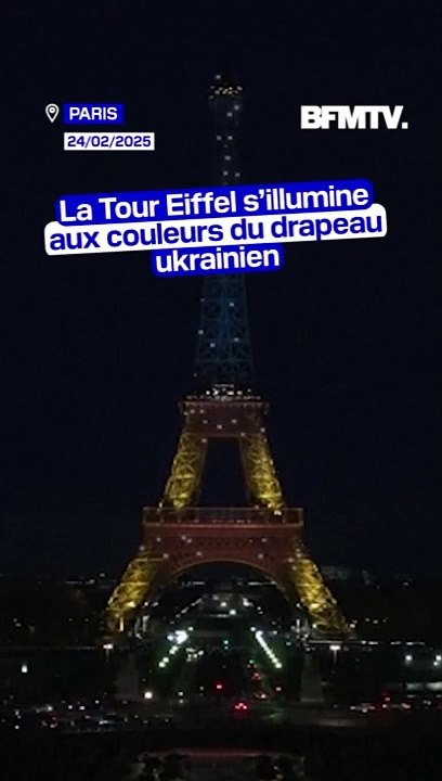 Trois ans après l'invasion russe, la Tour Eiffel revêt les couleurs de l'Ukraine en signe de solidarité avec Kiev
