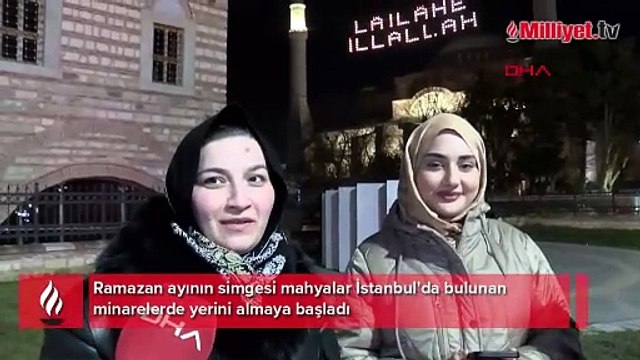 Ramazan ayının simgesi mahyalar camilere asıldı